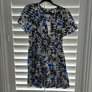 Stylish Blue and Black Patterned Dress